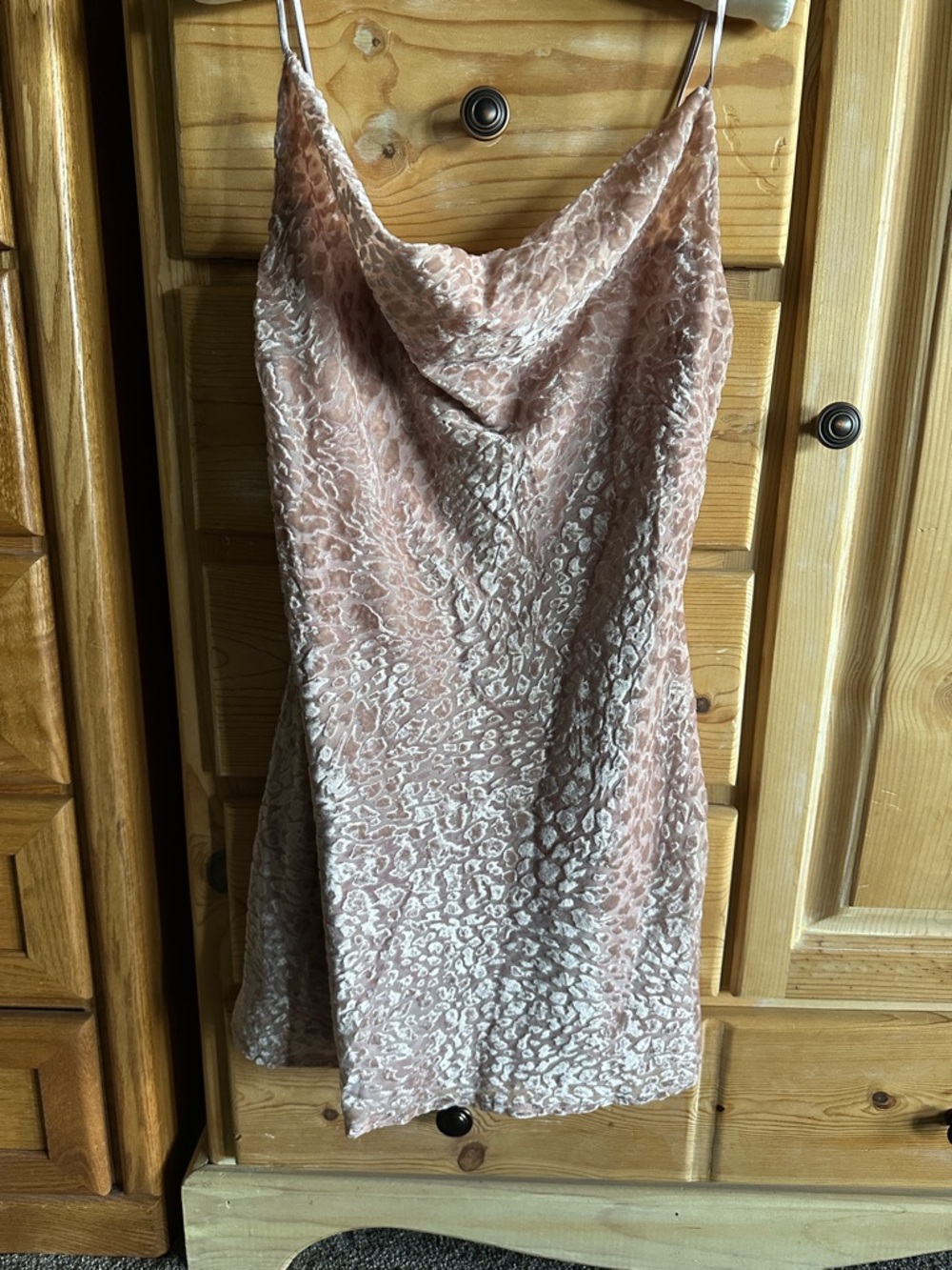 Blush Velvet Leopard Cowl Slip Dress